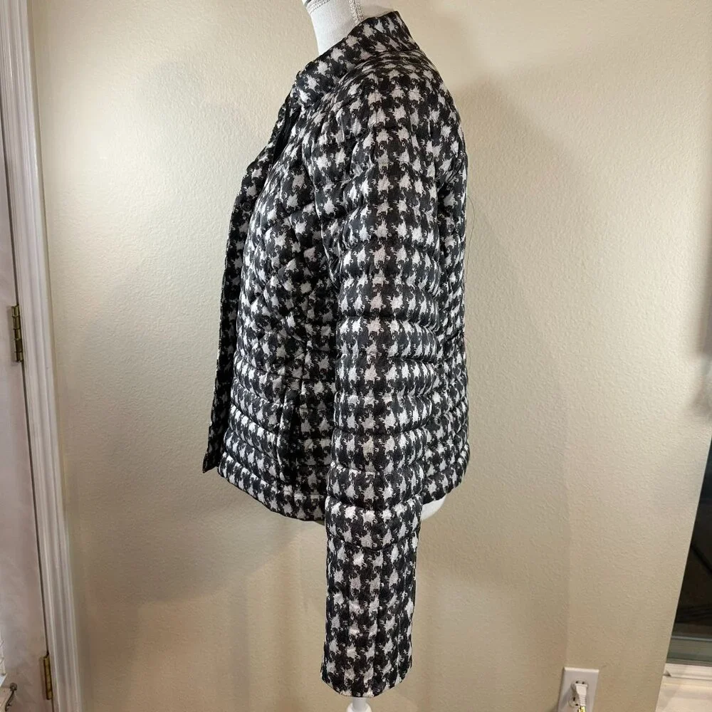 Land's End Black and White Dragon Tooth Down Filled Puffer jacket, size M, 10-12 - Picture 2 of 9